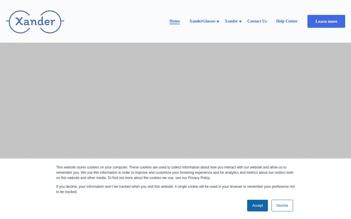 Homepage of Xanderglasses, INC.