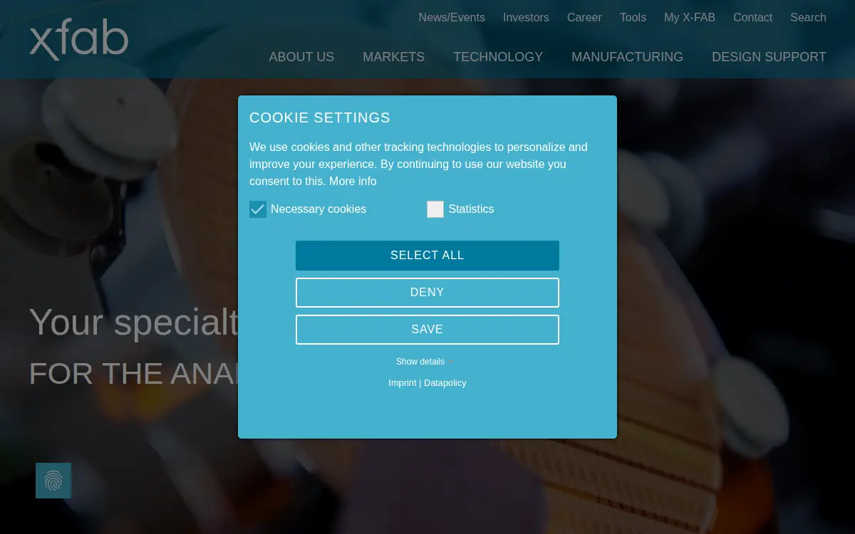 Homepage of X-fab Texas, INC
