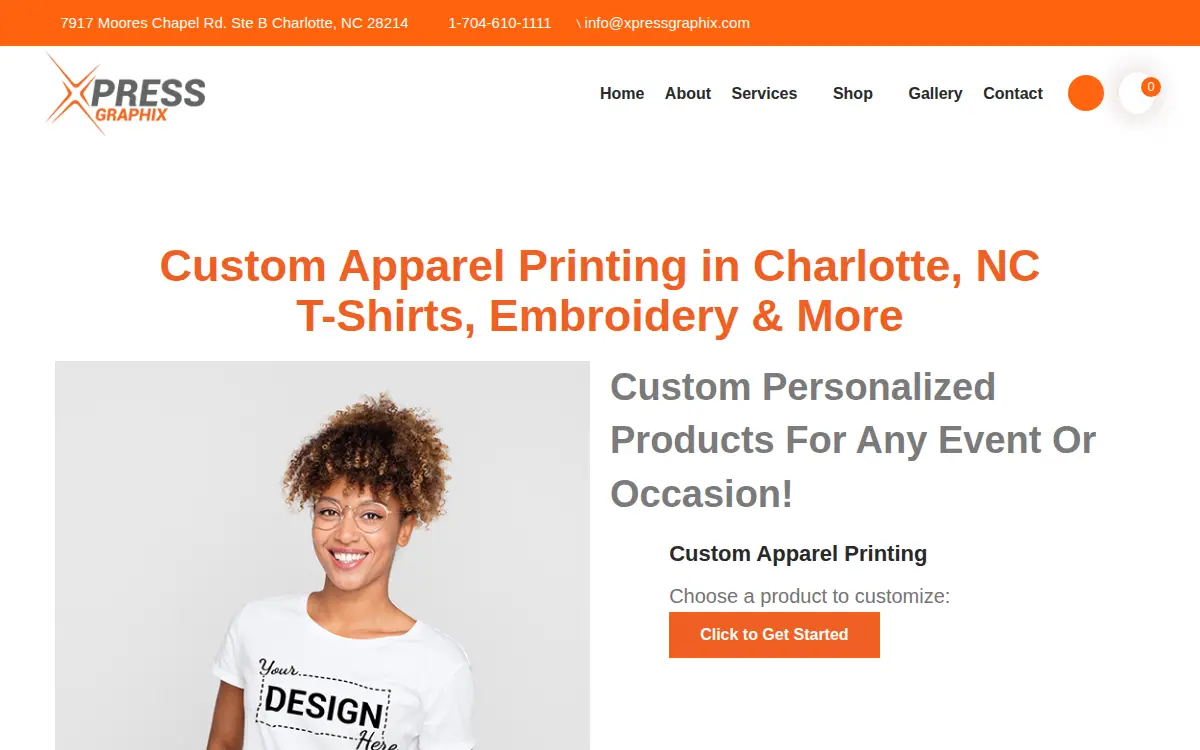 Homepage of Xpress Graphix, LLC