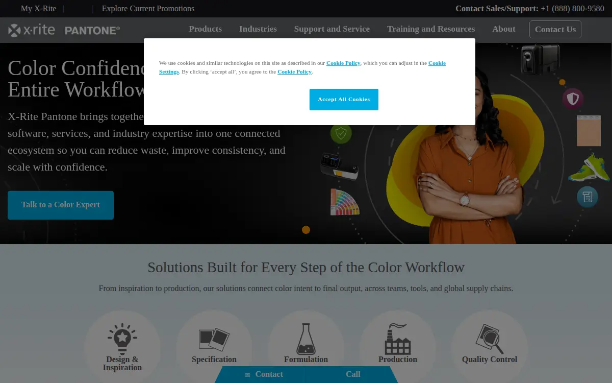 Homepage of X-rite Global, Incorporated