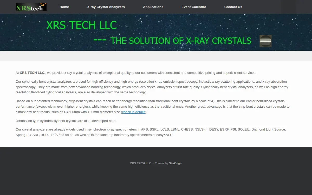 Homepage of Xrs Tech Limited Liability Company