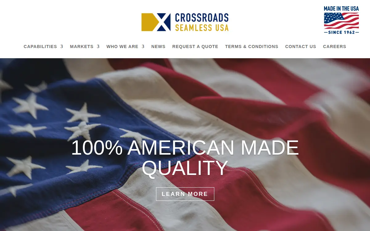 Homepage of Crossroads Seamless Usa, LLC