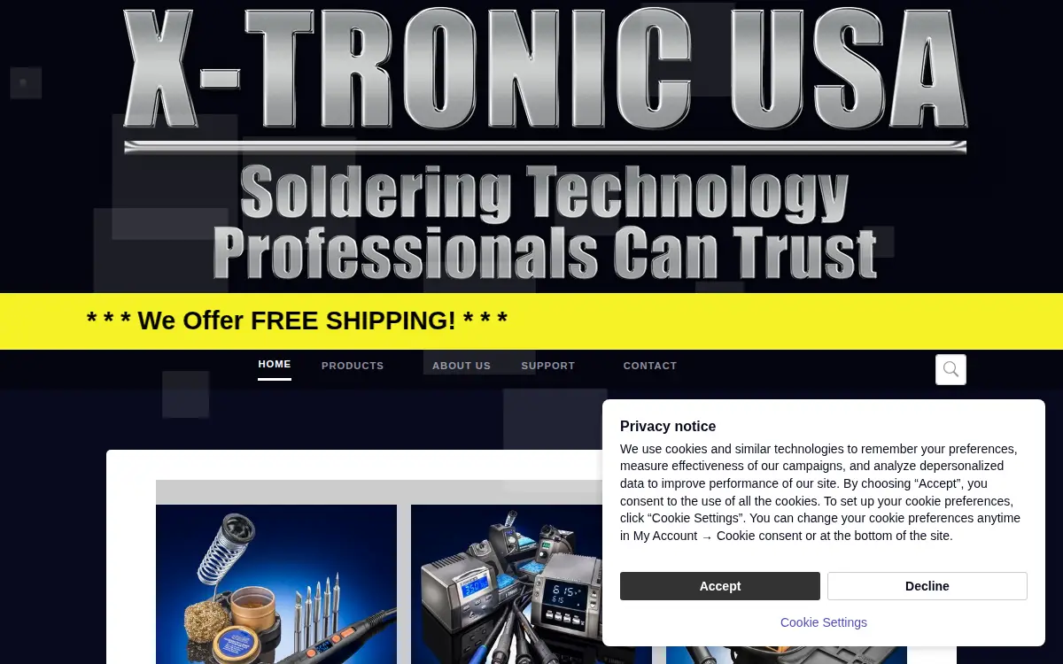 Homepage of X-tronic International, INC