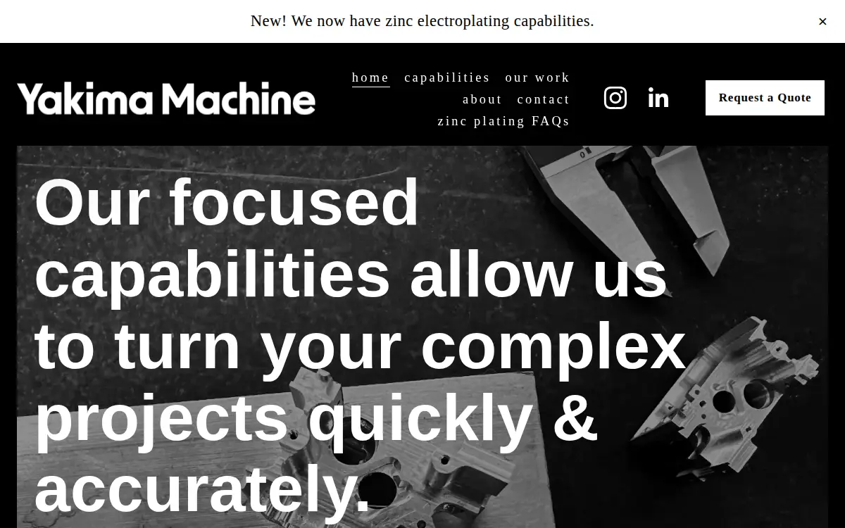 Homepage of Yakima Machine Group, LLC