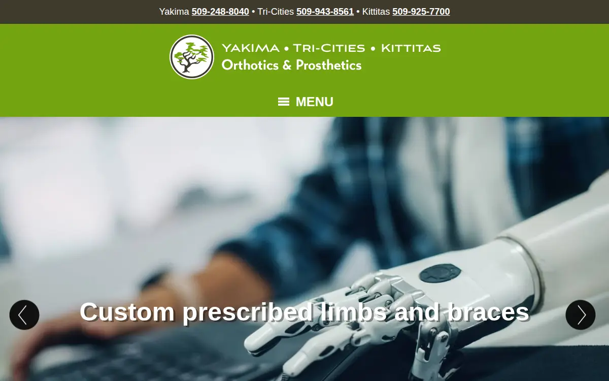 Homepage of Yakima Orthotics and Prosthetics, P.c.