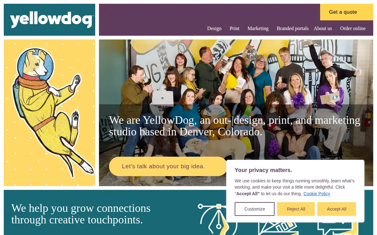 Homepage of Yellowdog