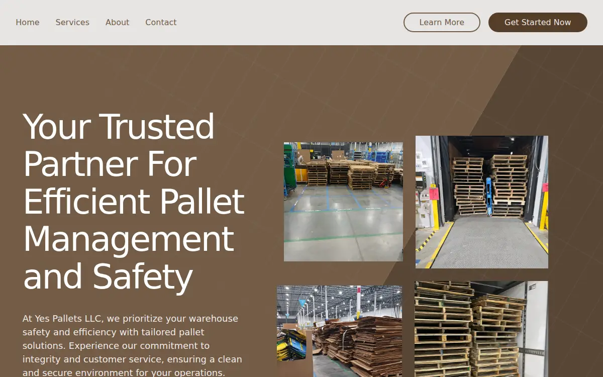 Homepage of Yes Pallets LLC