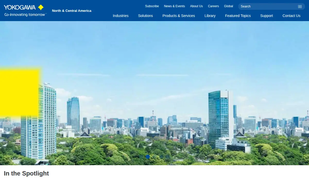 Homepage of Yokogawa Corporation of America