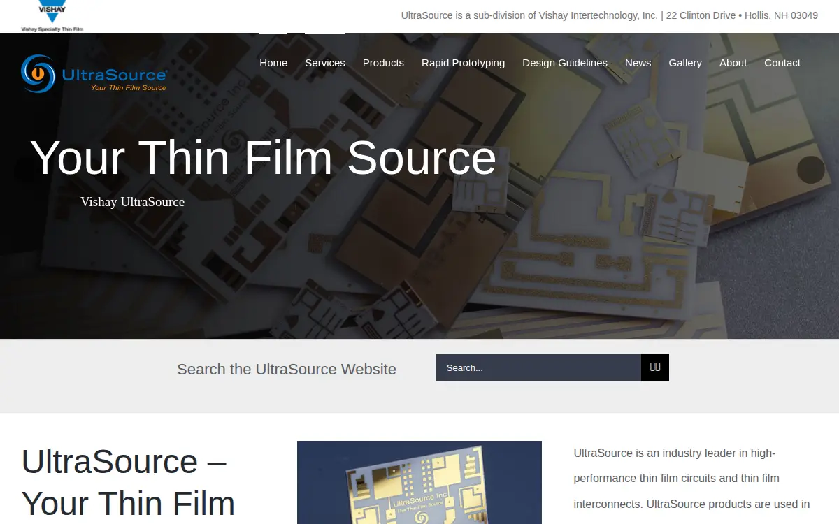Homepage of Vishay Dale Electronics, LLC