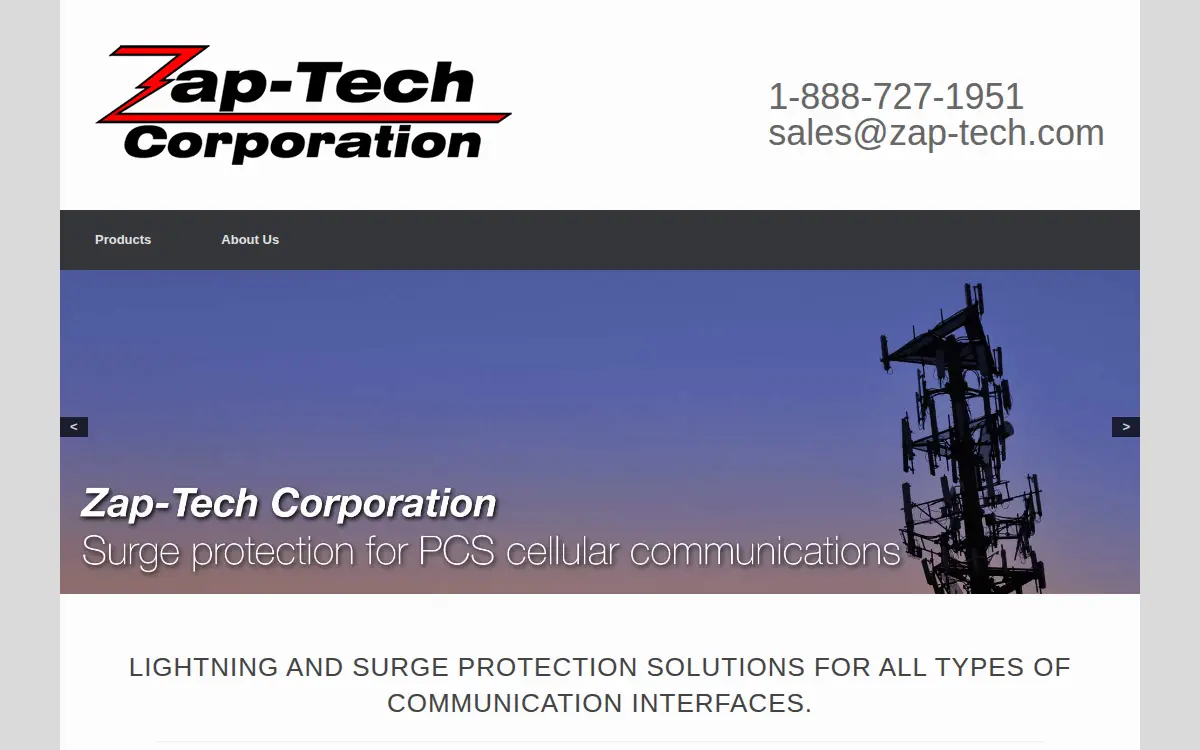 Homepage of Zaptech CORP