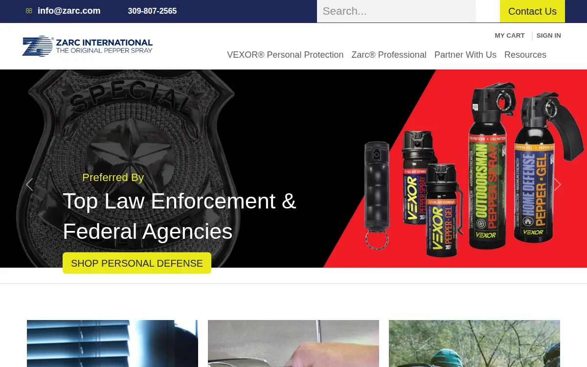Homepage of Zarc International, INC.