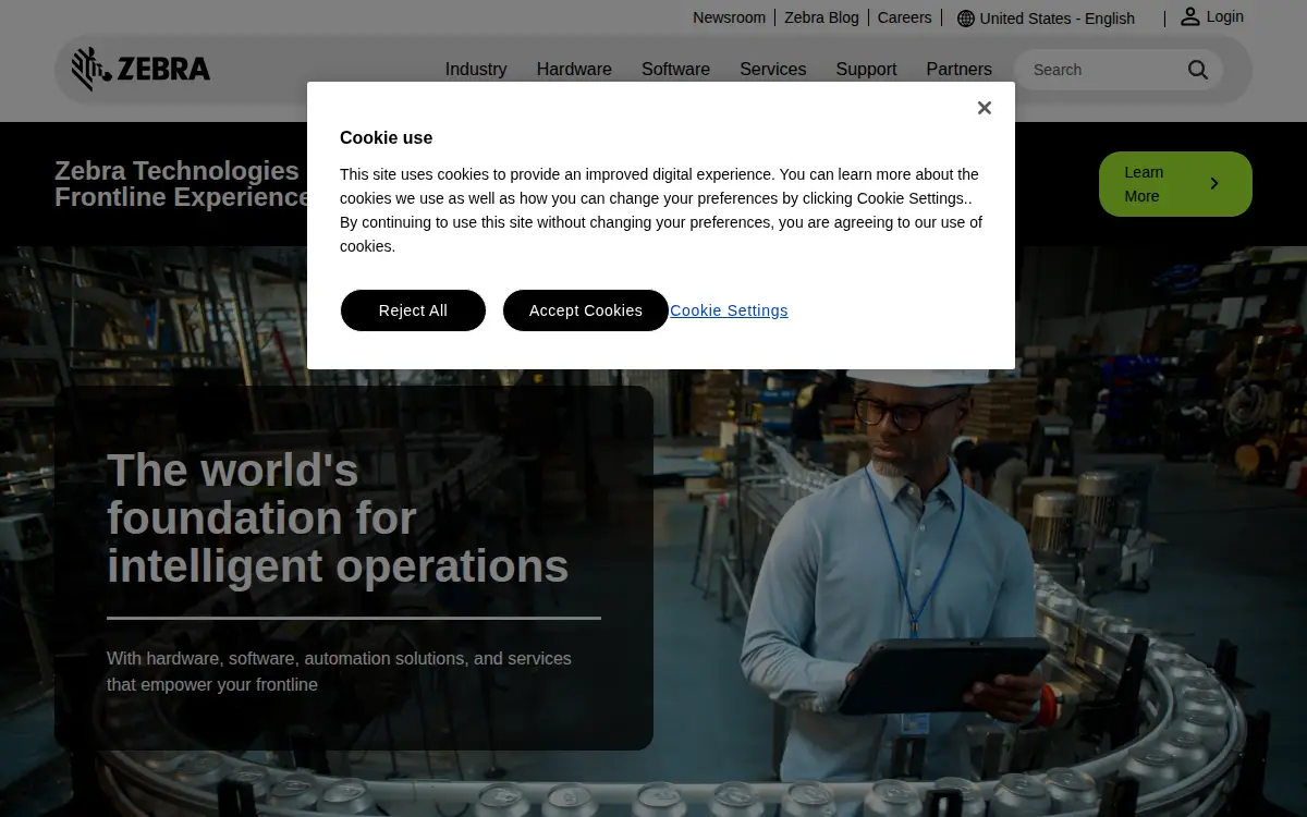 Homepage of Zebra Technologies International LLC
