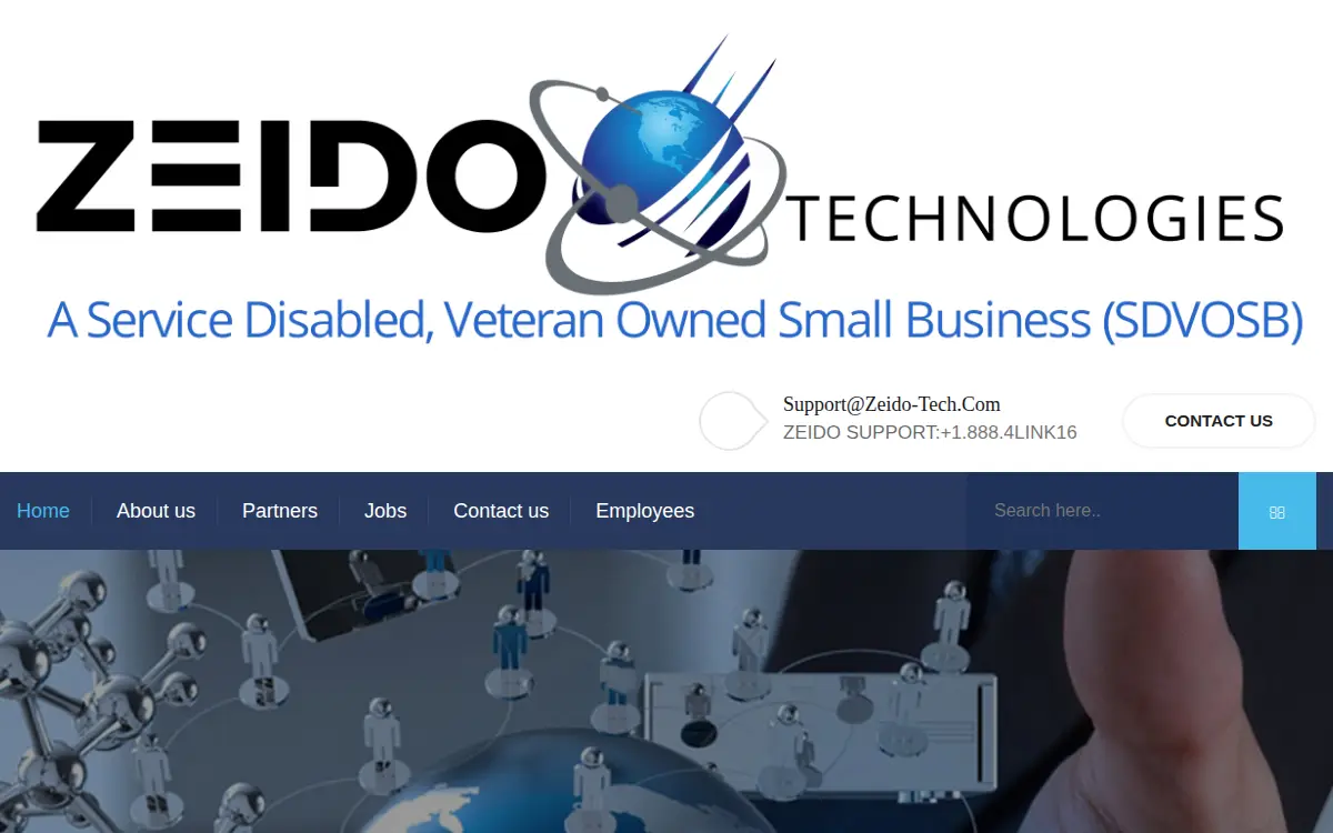 Homepage of Zeido Technologies, LLC
