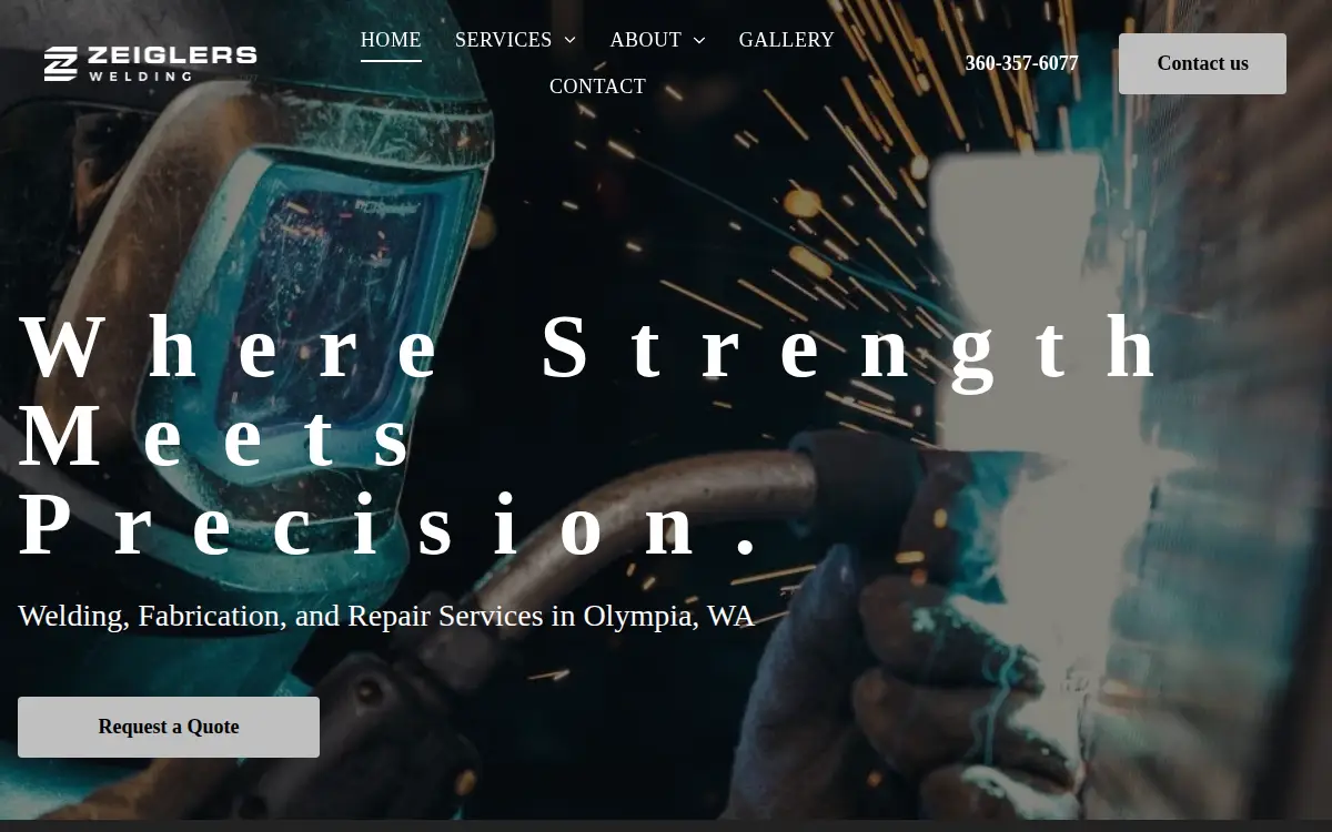 Homepage of Zigler's Welding Shop, INC