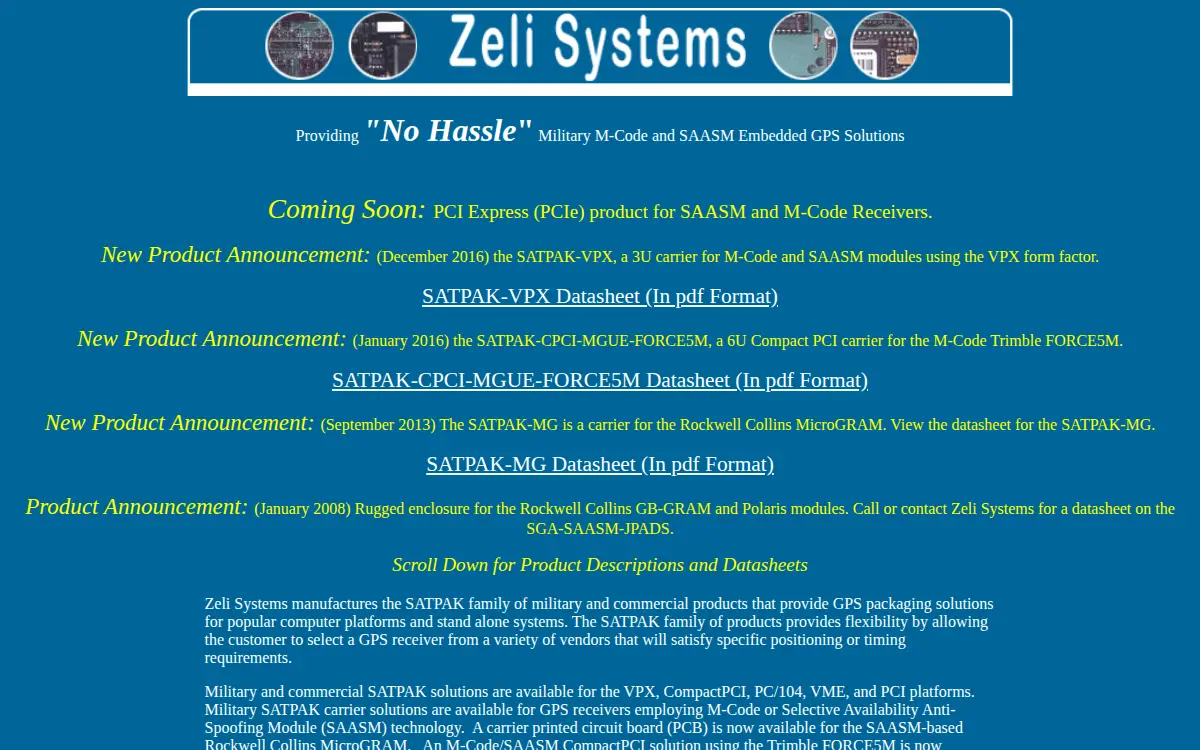 Homepage of Zeli Systems