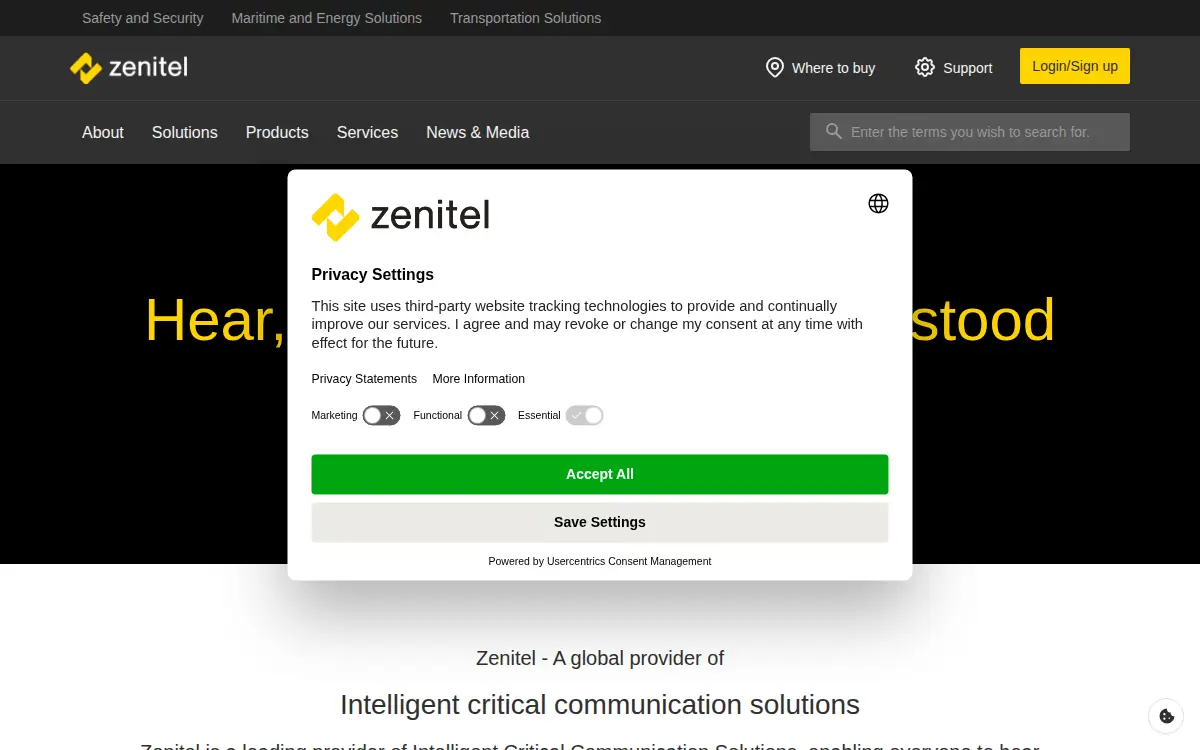 Homepage of Zenitel Usa, INC.