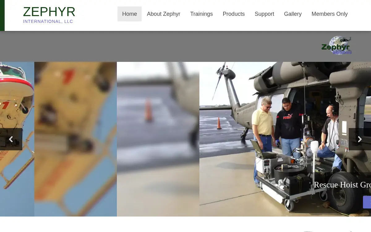 Homepage of Zephyr International LLC