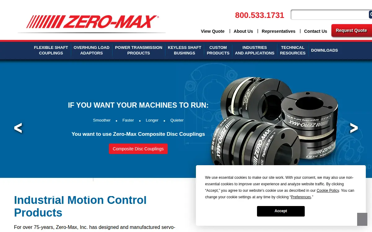 Homepage of Zero-max, INC