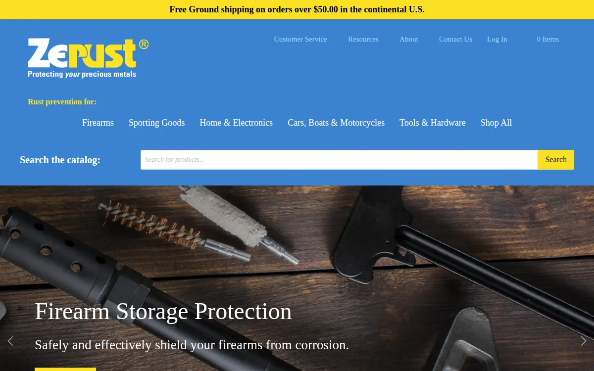 Homepage of Zerust Consumer Products LTD