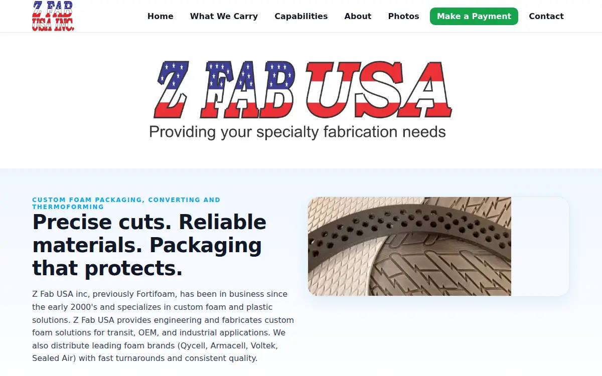 Homepage of Z Fab USA INC.