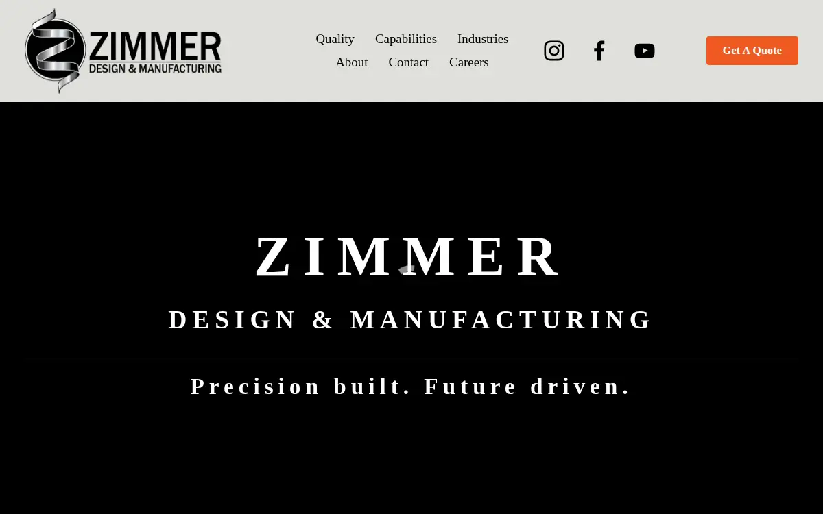 Homepage of Zimmer Design & Manufacturing LLC