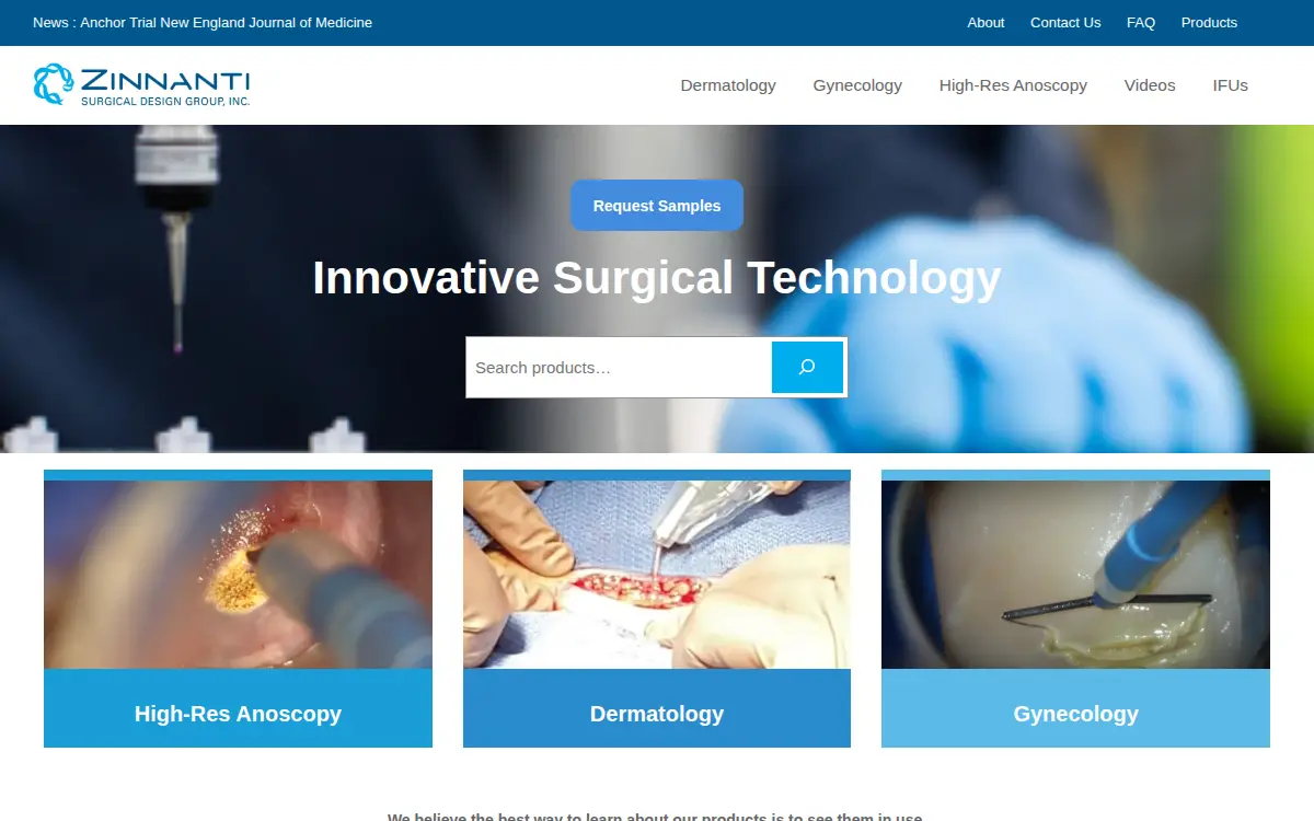 Homepage of Zinnanti Surgical Design Group