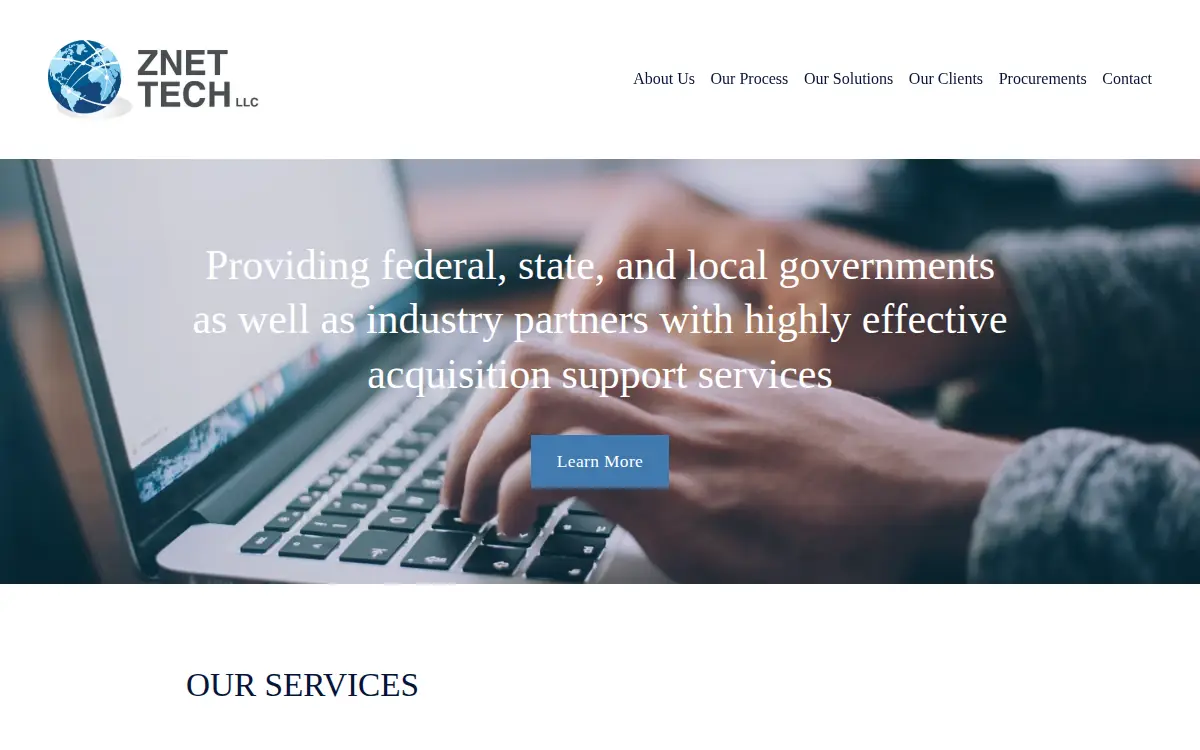 Homepage of Znet Tech LLC