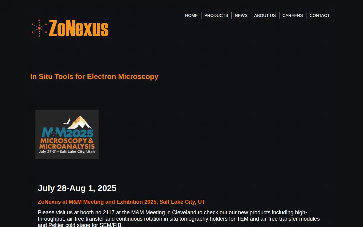 Homepage of Zonexus LLC