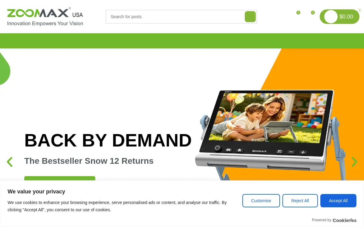 Homepage of Zoomax USA INC