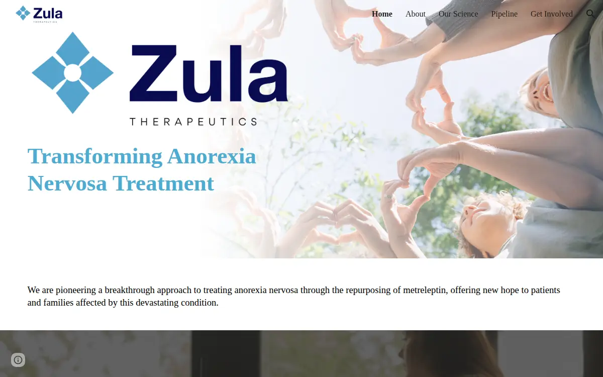 Homepage of Zula Therapeutics, INC.