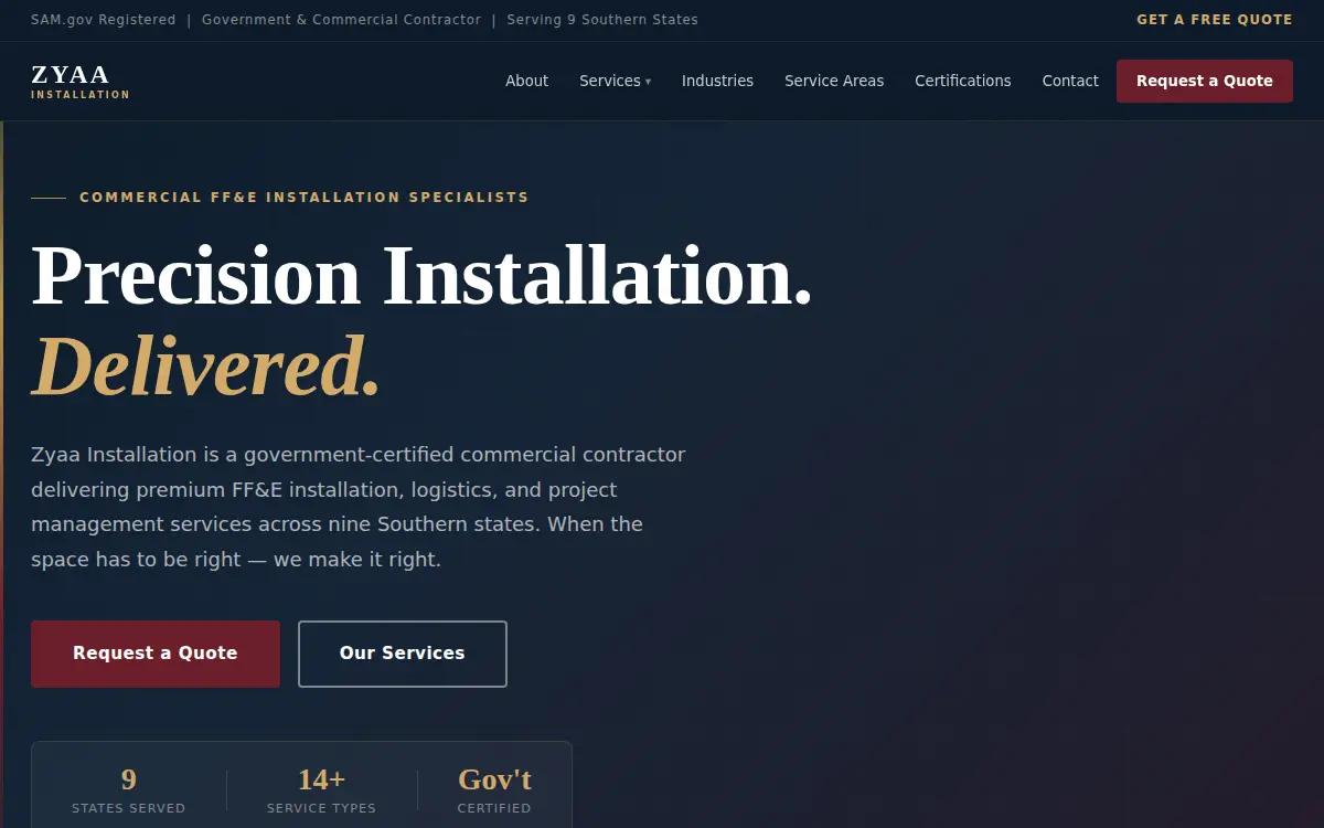 Homepage of Zyaa Installation INC