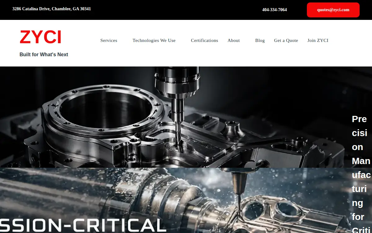 Homepage of Zyci LLC