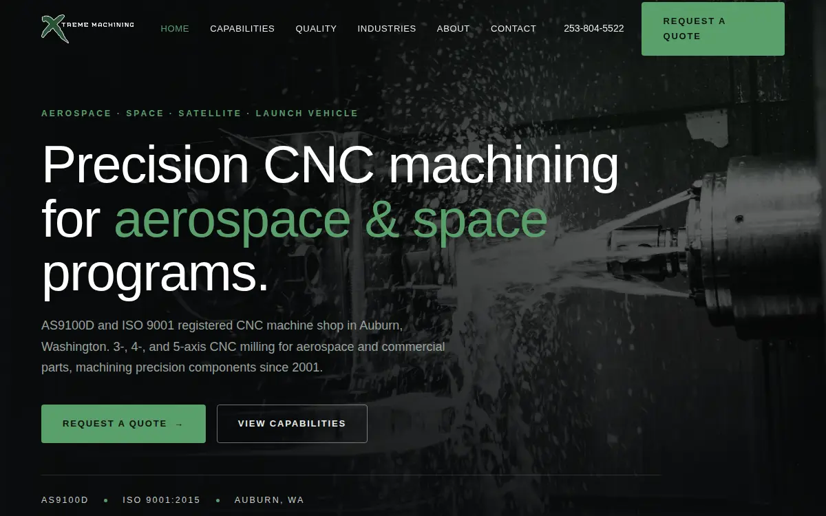 Homepage of Xtreme Machining, INC.