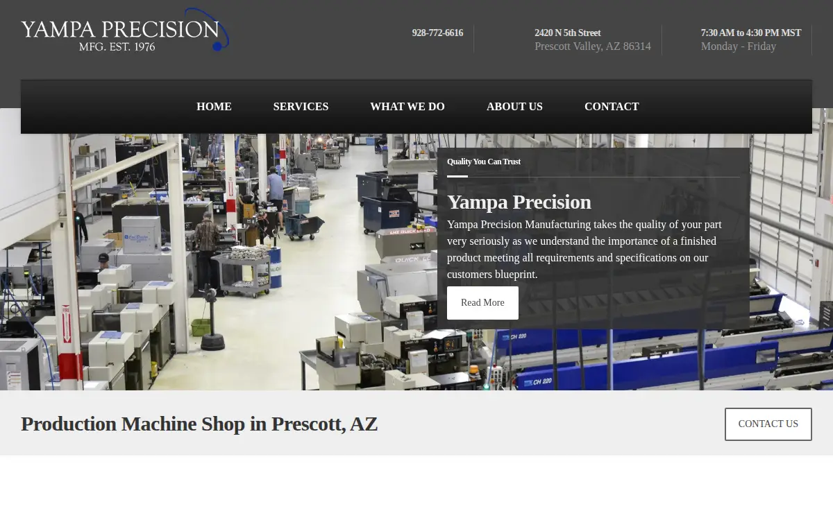 Homepage of Yampa Precision Manufacturing, INC.