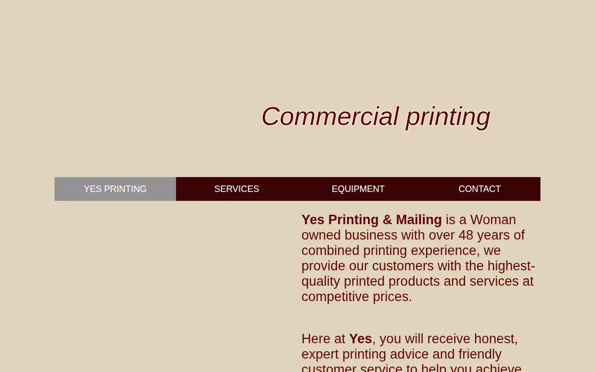 Homepage of Yes Printing & Mailing INC