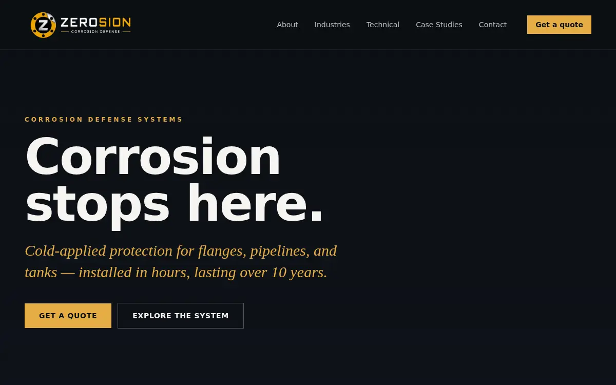 Homepage of Zerosion Corrosion Defense L.l.c