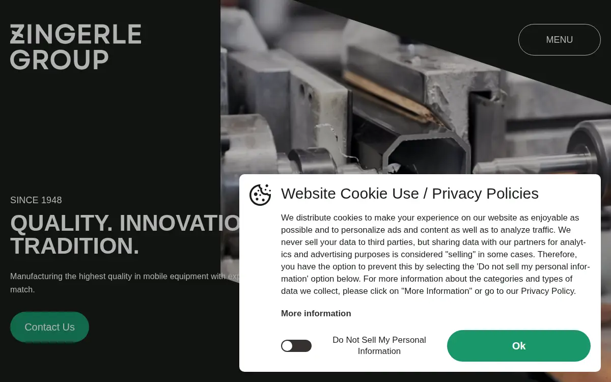 Homepage of Zingerle Group USA INC