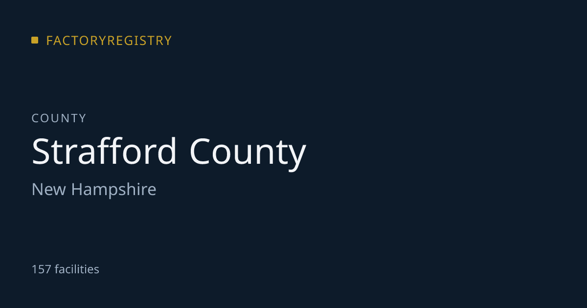 Manufacturing in Strafford County, New Hampshire · FactoryRegistry