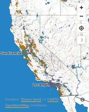Map of United States manufacturing facilities
