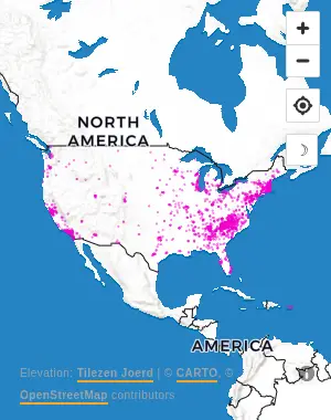 Map of United States manufacturing facilities