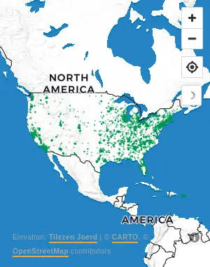 Map of United States manufacturing facilities