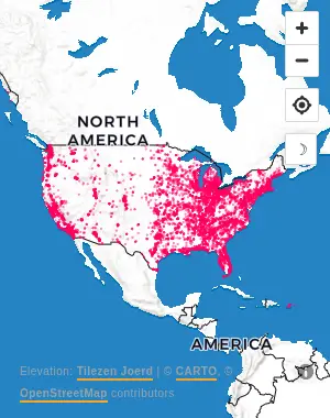 Map of United States manufacturing facilities