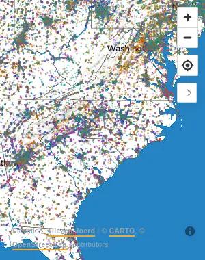 Map of United States manufacturing facilities