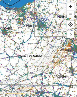 Map of United States manufacturing facilities